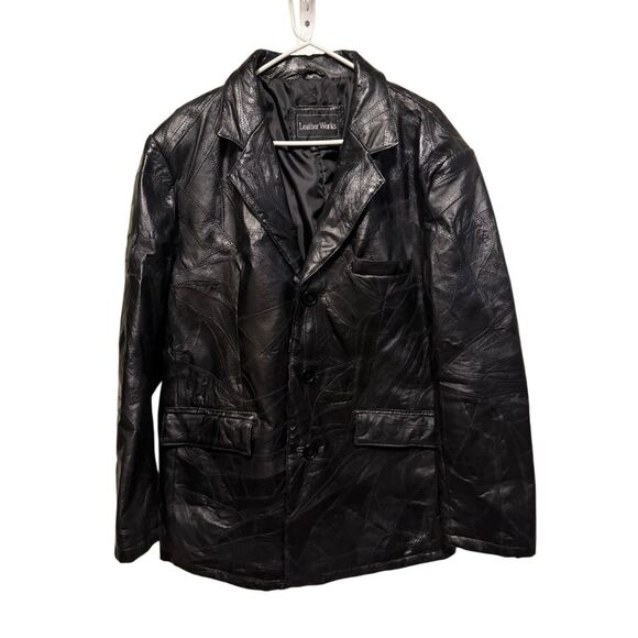 Vintage 90s Leather Works Genuine Leather Patchwork Jacket – Black  Size L - Picture 1 of 4